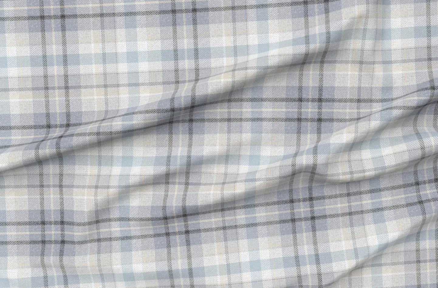Spoonflower Fabric - Blue Gray Plaid Neutral Classic Geometric Calm Check Traditional Large Printed on Polartec(R) Fleece Fabric Fat Quarter - Sewing Blankets Loungewear and No-Sew