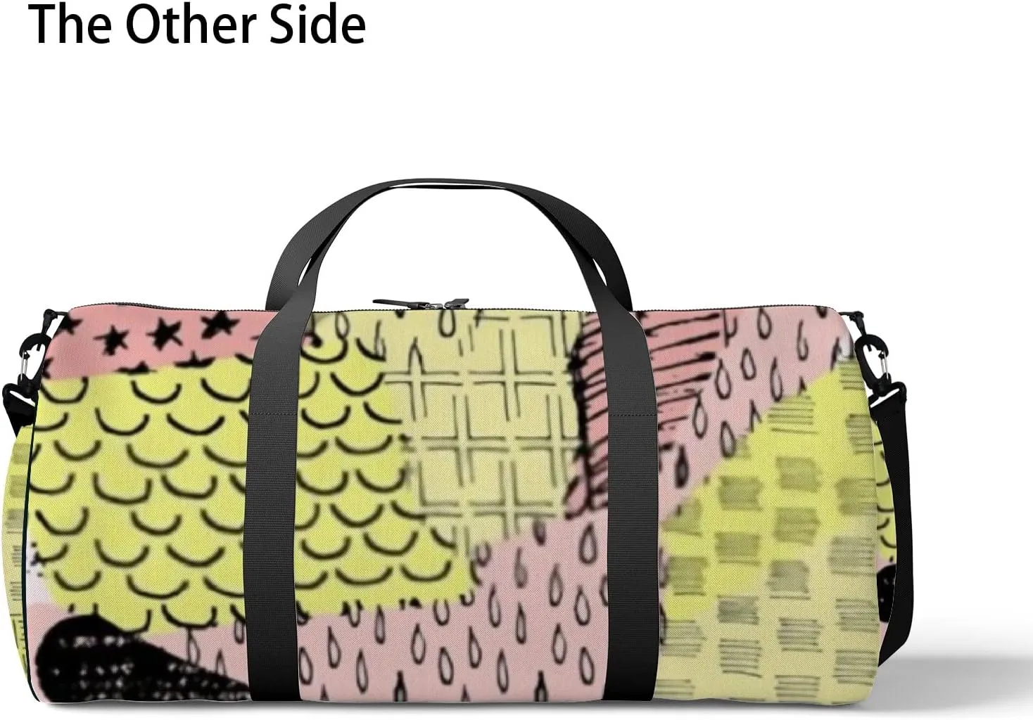 Sports Gym Bag for Women and Men Waterproof Abstract Black Hand Sketched Pattern Geometric Style Duffel Bag Lightweight Carryon Traveling Boarding Gripsack