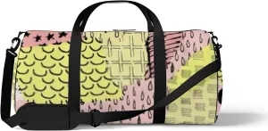Sports Gym Bag for Women and Men Waterproof Abstract Black Hand Sketched Pattern Geometric Style Duffel Bag Lightweight Carryon Traveling Boarding Gripsack