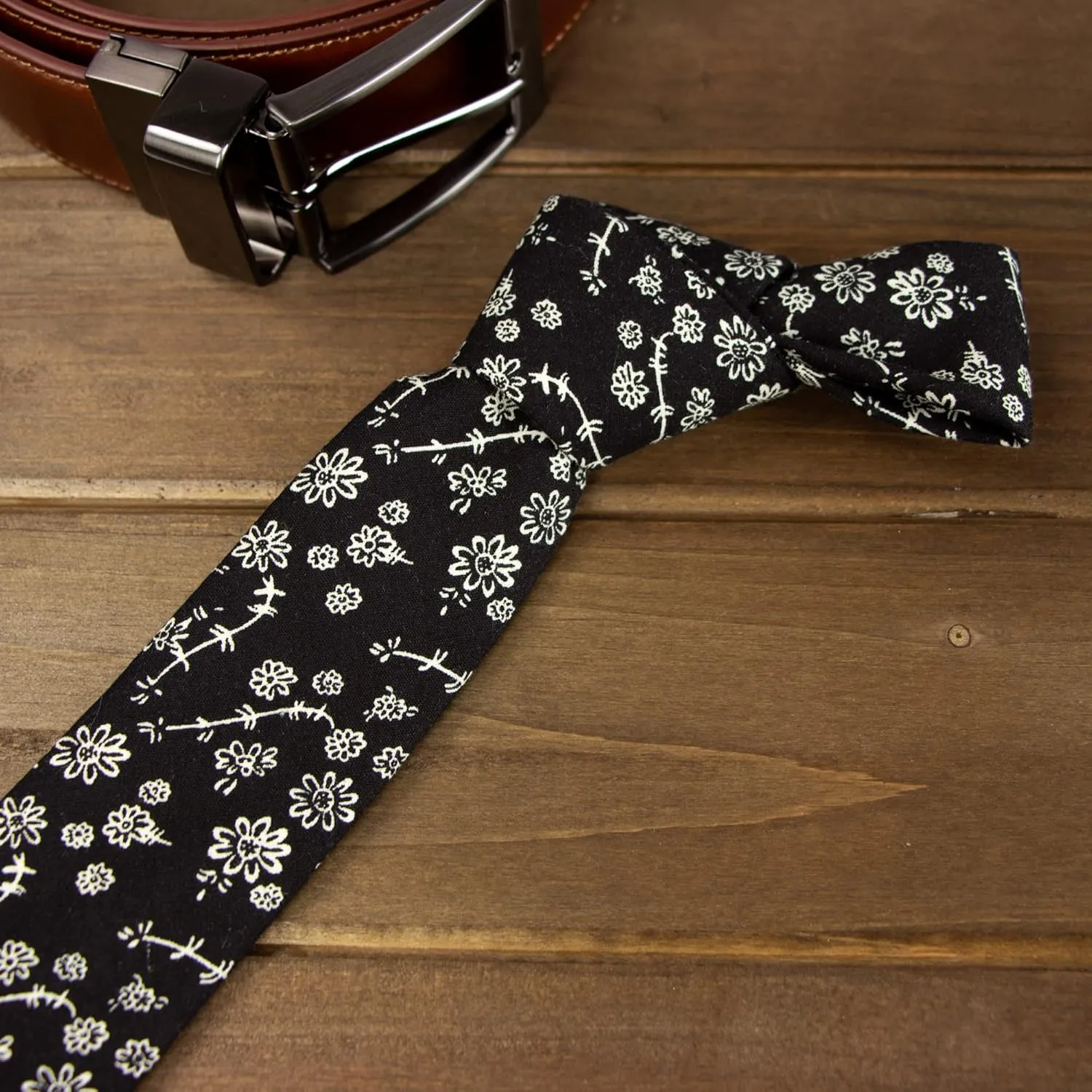 Spring Notion Men's Cotton Printed Floral Skinny Tie