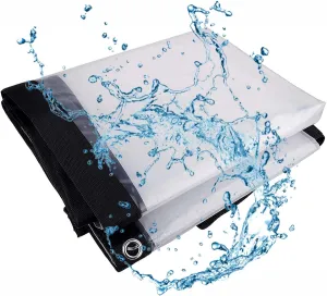 SRHIMEOS Waterproof Tarp Transparent 3.9x3.9ft, Clear Outdoor Tarpaulin with Grommets and Reinforced Edges, Tarps PVC Heavy Duty, Windproof, Rainproof for Car, Roof, Boat, Camp
