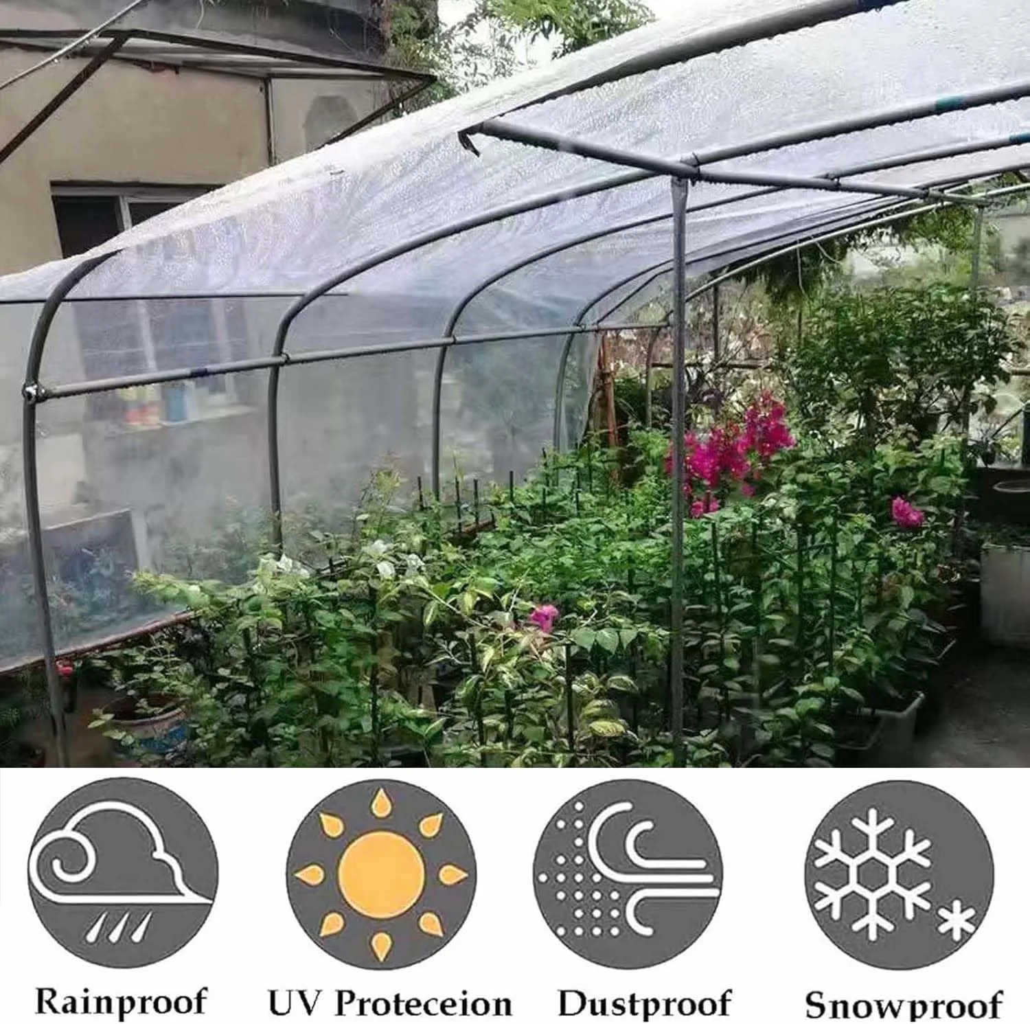 SRHIMEOS Waterproof Tarp Transparent 3.9x3.9ft, Clear Outdoor Tarpaulin with Grommets and Reinforced Edges, Tarps PVC Heavy Duty, Windproof, Rainproof for Car, Roof, Boat, Camp