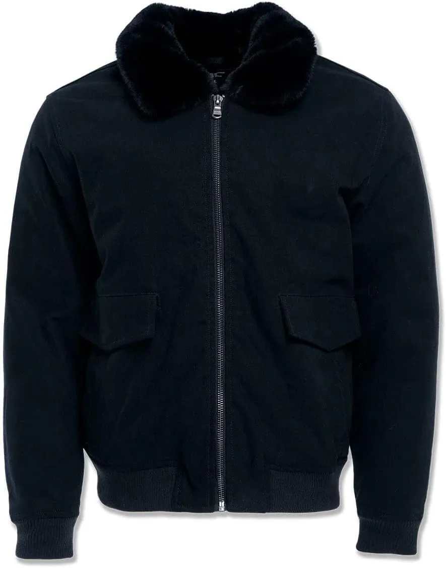 ST. Cloud Work Jacket, Full Zip, Shearling Collar, Quilted, Black, 100% Cotton