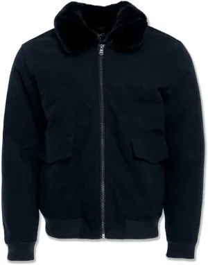 ST. Cloud Work Jacket, Full Zip, Shearling Collar, Quilted, Black, 100% Cotton