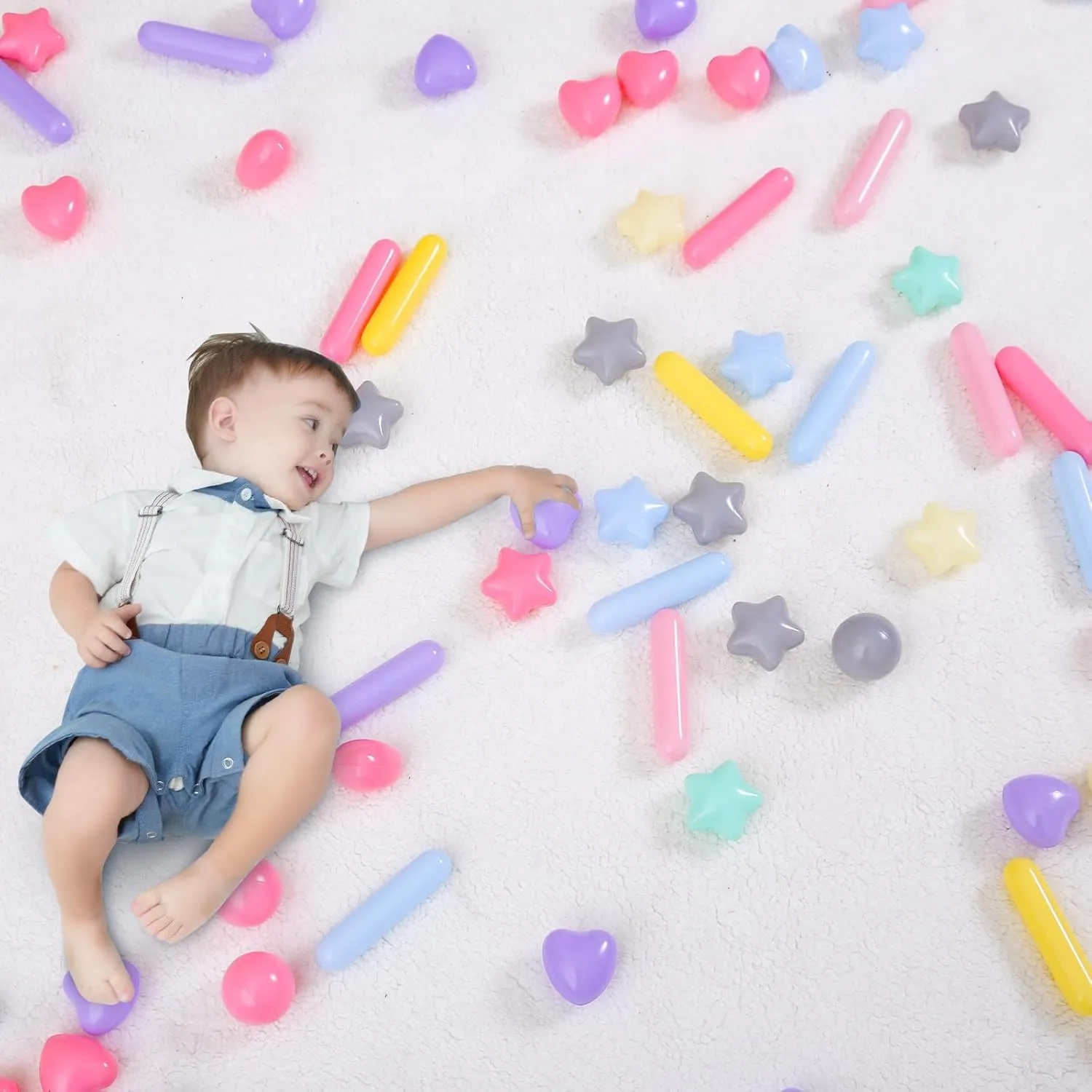 STARBOLO Ball Pit Balls for Toddlers - Macaron Ball Pit Balls Crush Proof Plastic Toy Balls for Toddlers Ball Pits, Baby Pool Water Toys,Ball Pit Play Tent,50pcs(Macaron)
