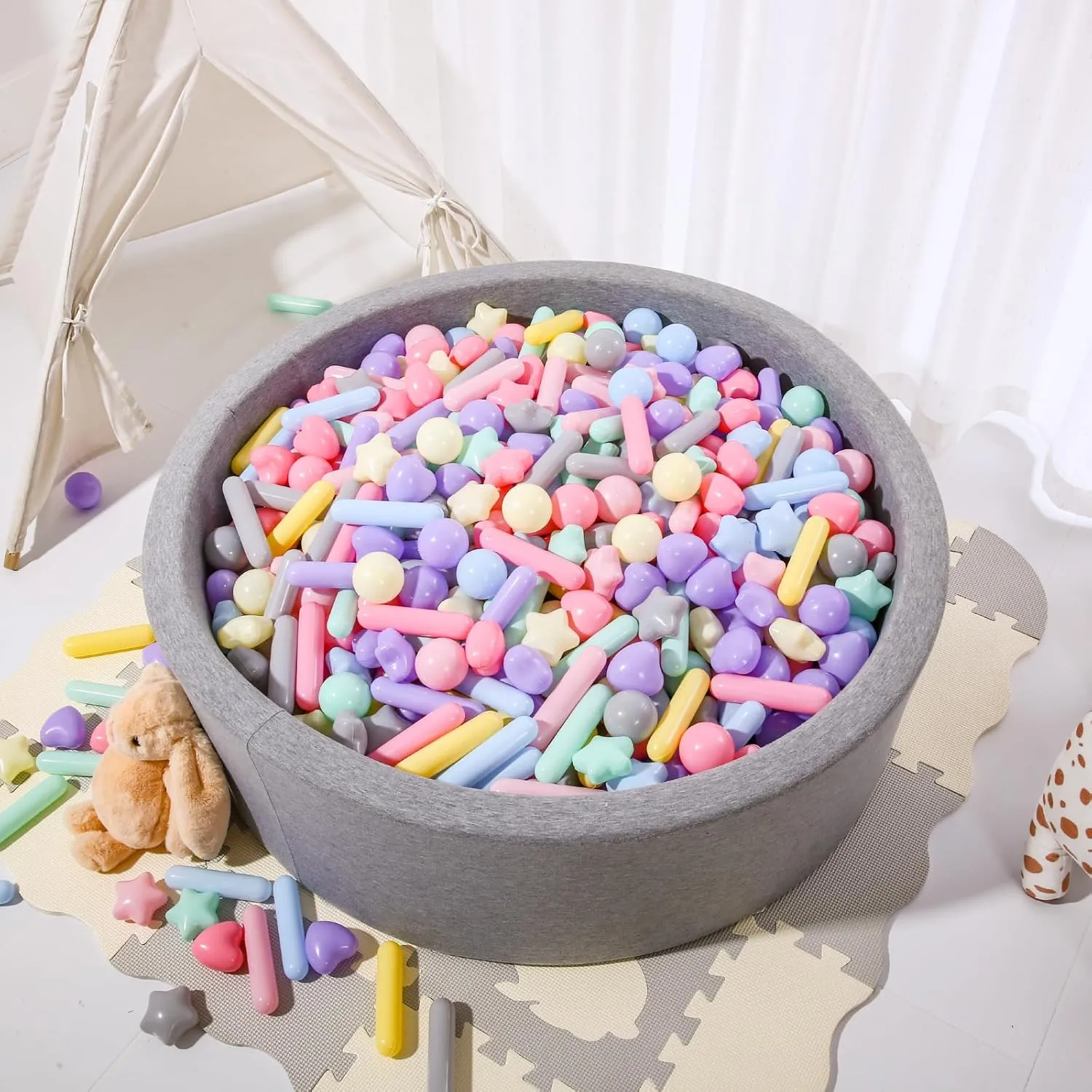 STARBOLO Ball Pit Balls for Toddlers - Macaron Ball Pit Balls Crush Proof Plastic Toy Balls for Toddlers Ball Pits, Baby Pool Water Toys,Ball Pit Play Tent,50pcs(Macaron)