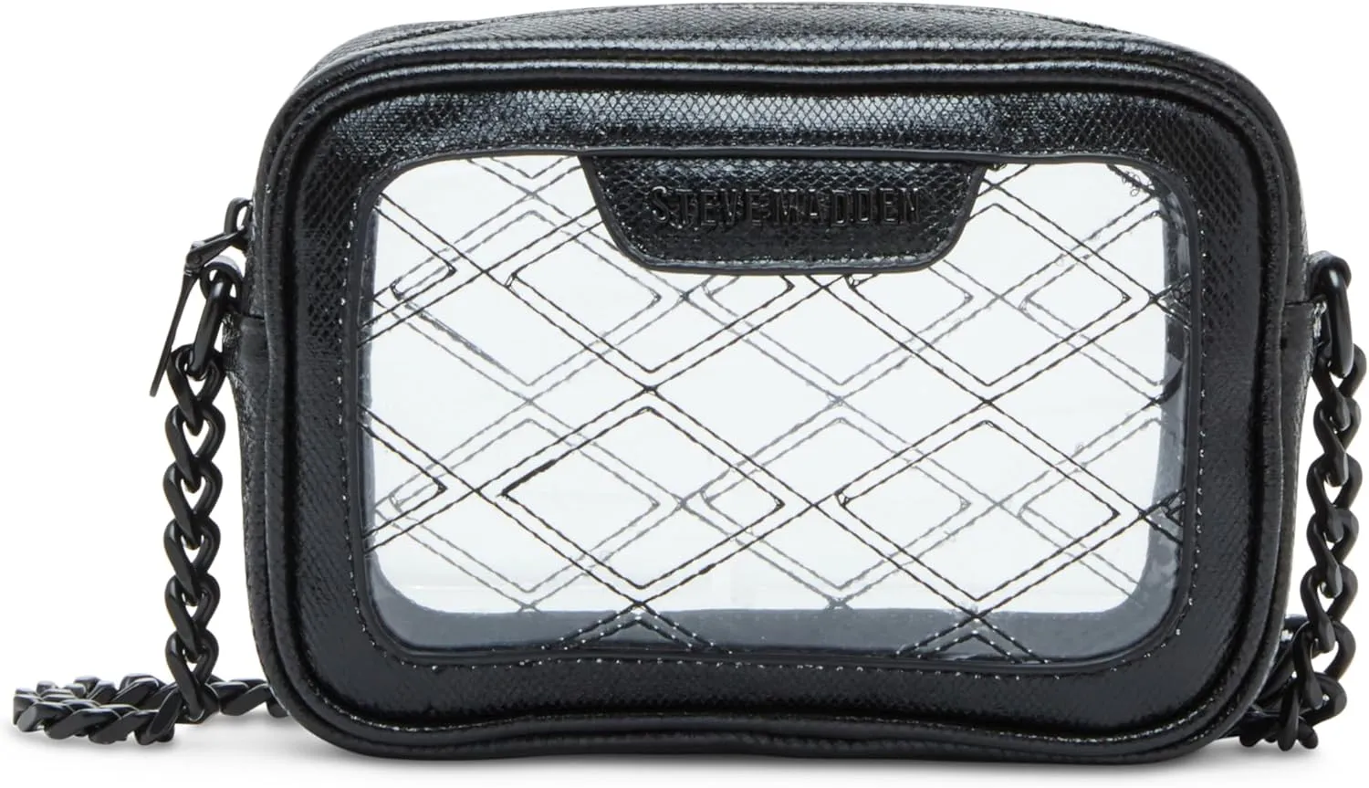 Steve Madden Bjelly Clear Quilted Stitch Camera Bag, Black