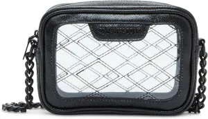 Steve Madden Bjelly Clear Quilted Stitch Camera Bag, Black