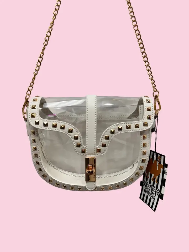 Studded Leather Clear Crossbody Purse