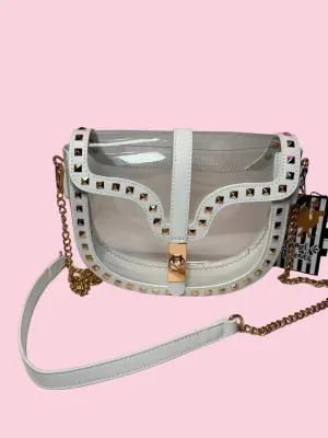 Studded Leather Clear Crossbody Purse