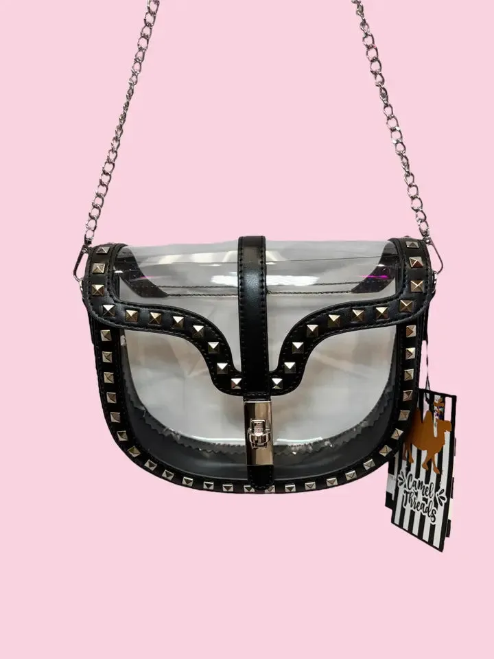 Studded Leather Clear Crossbody Purse