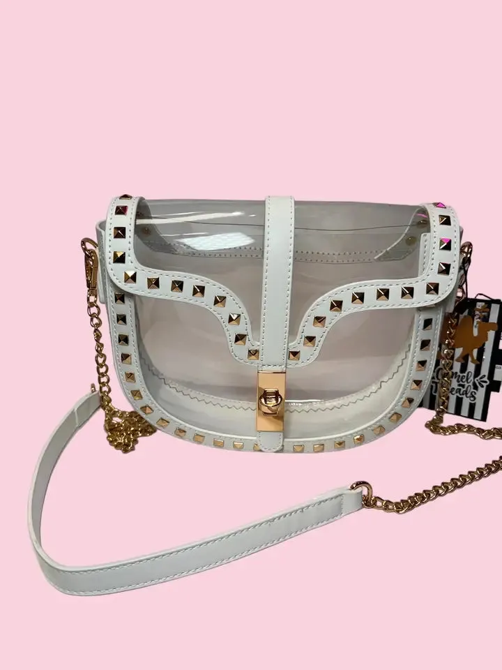 Studded Leather Clear Crossbody Purse