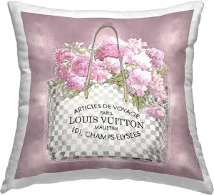 Stupell Industries Pink Floral Handbag Design by Madeline Blake Throw Pillow, 18 x 18