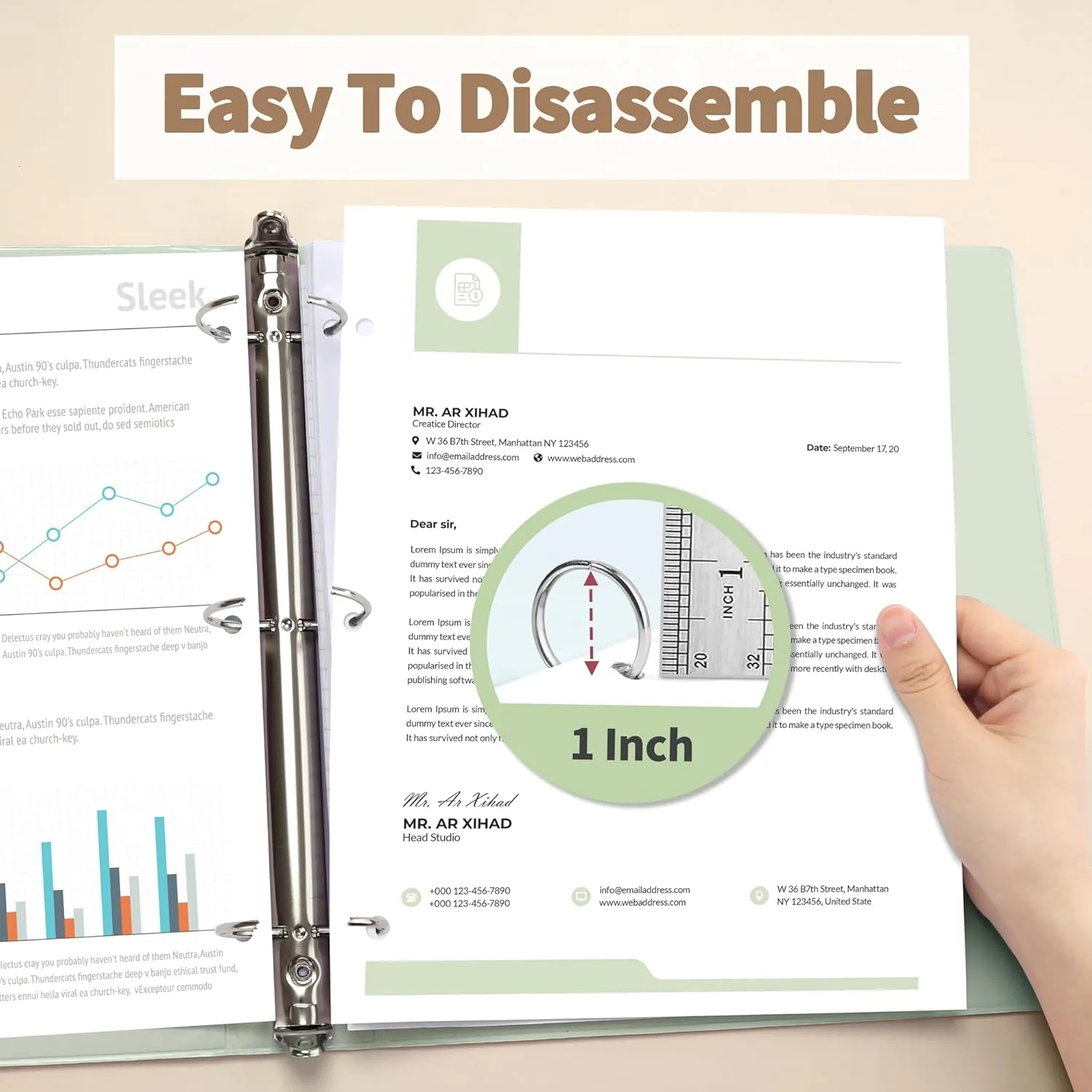 SUNEE 3 Ring Binder, 1 Inch, PVC-Free (Fit 8.5x11 Inches), 4 Pack
