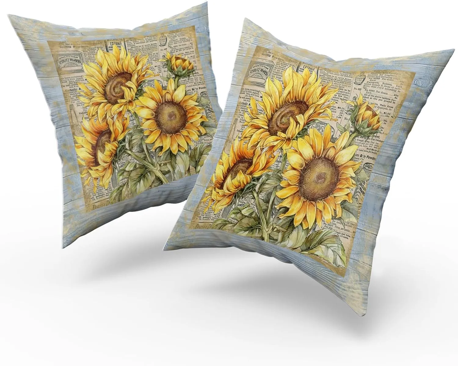 Sunflower Pillow Cover Vintage Bouquet Pillowcases Elegant Flower Cushion Floral French Throw Pillows Boy Girl Bed Room Botanical Couch Cushion Cover for Home Sofa Bedroom Car