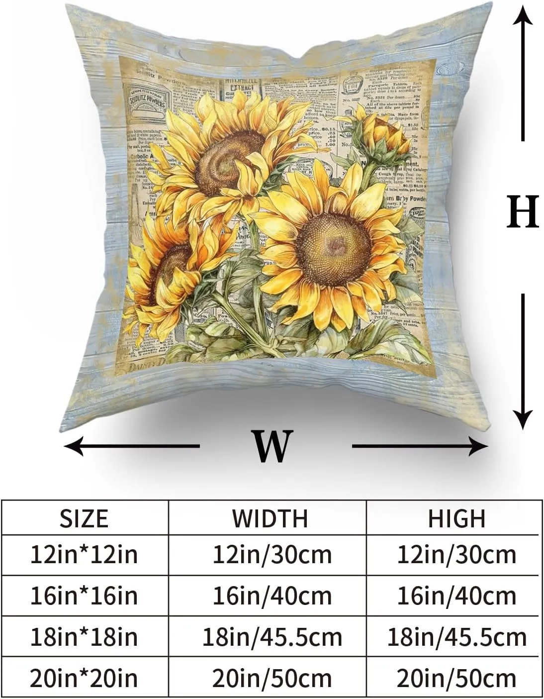 Sunflower Pillow Cover Vintage Bouquet Pillowcases Elegant Flower Cushion Floral French Throw Pillows Boy Girl Bed Room Botanical Couch Cushion Cover for Home Sofa Bedroom Car