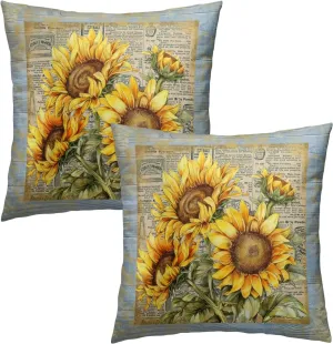 Sunflower Pillow Cover Vintage Bouquet Pillowcases Elegant Flower Cushion Floral French Throw Pillows Boy Girl Bed Room Botanical Couch Cushion Cover for Home Sofa Bedroom Car