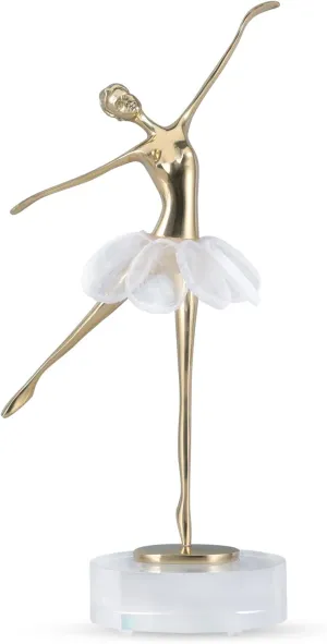 suruim Gold Decor Accents,Brass Ballet Girl Statues Gold Home Decor Modern Crystal Decor Ornaments for Living Room, Bedroom, Office Desktop, Cabinets(A)