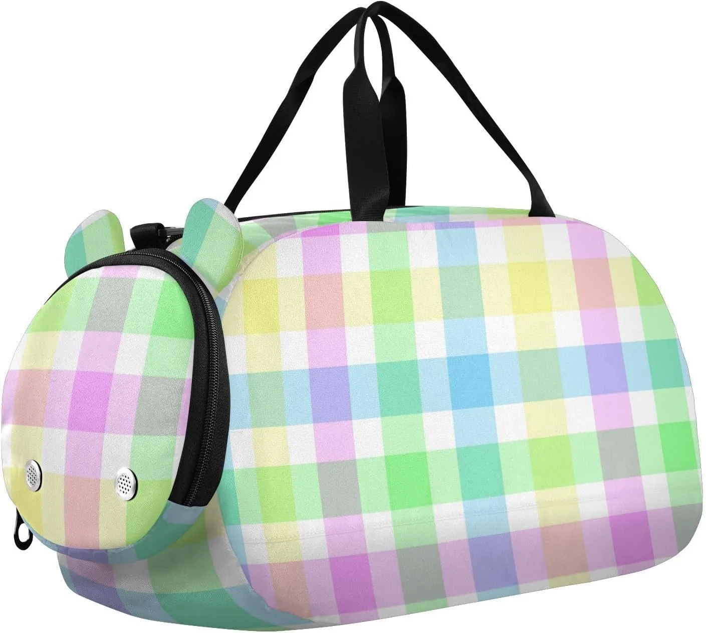 susiyo Small Duffle Bag Easter Brightly Colored Gingham Tartan Plaid Kids Duffle Bag for Boys Girls Dance Bag Gym Bag