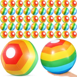 Tanlade 50 Pcs 14" Inflatable Beach Balls,Rainbow Beach Balls Bulk,Inflatable Pool Toys for Party Supplies Decorations, Adults Kids Birthday Luau Summer Beach Water Games Party Favors