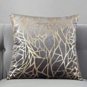 TAOSON Pack of 2,Irregular Abstract Lines Geometric Bronzing Printed Cozy Soft Throw Pillow Cases Cushion Covers Shells for Sofa Couch Bed Home Decoration 18 x 18 Inches, Gray and Gold