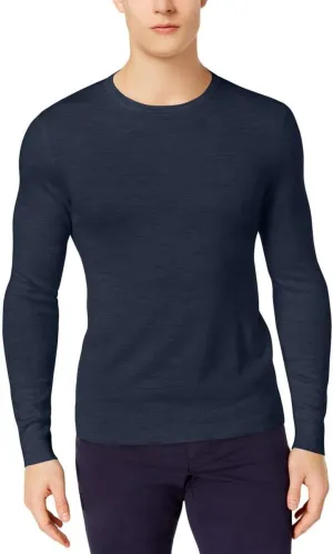 Tasso Elba Navy Mens Crewneck Pullover Wool Sweater