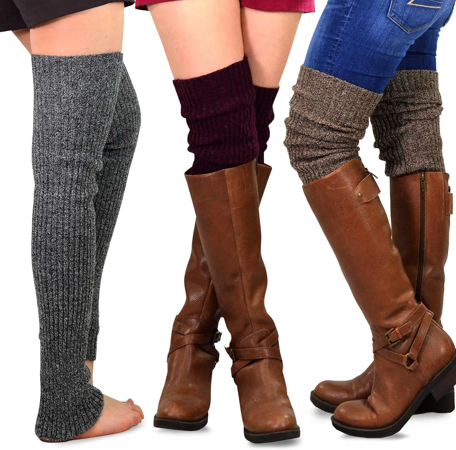 TeeHee Knee Leg Warmers, Extra Long Thigh High Leg Warmers, Boot Cuffs for Women Multipairs Gift for Her