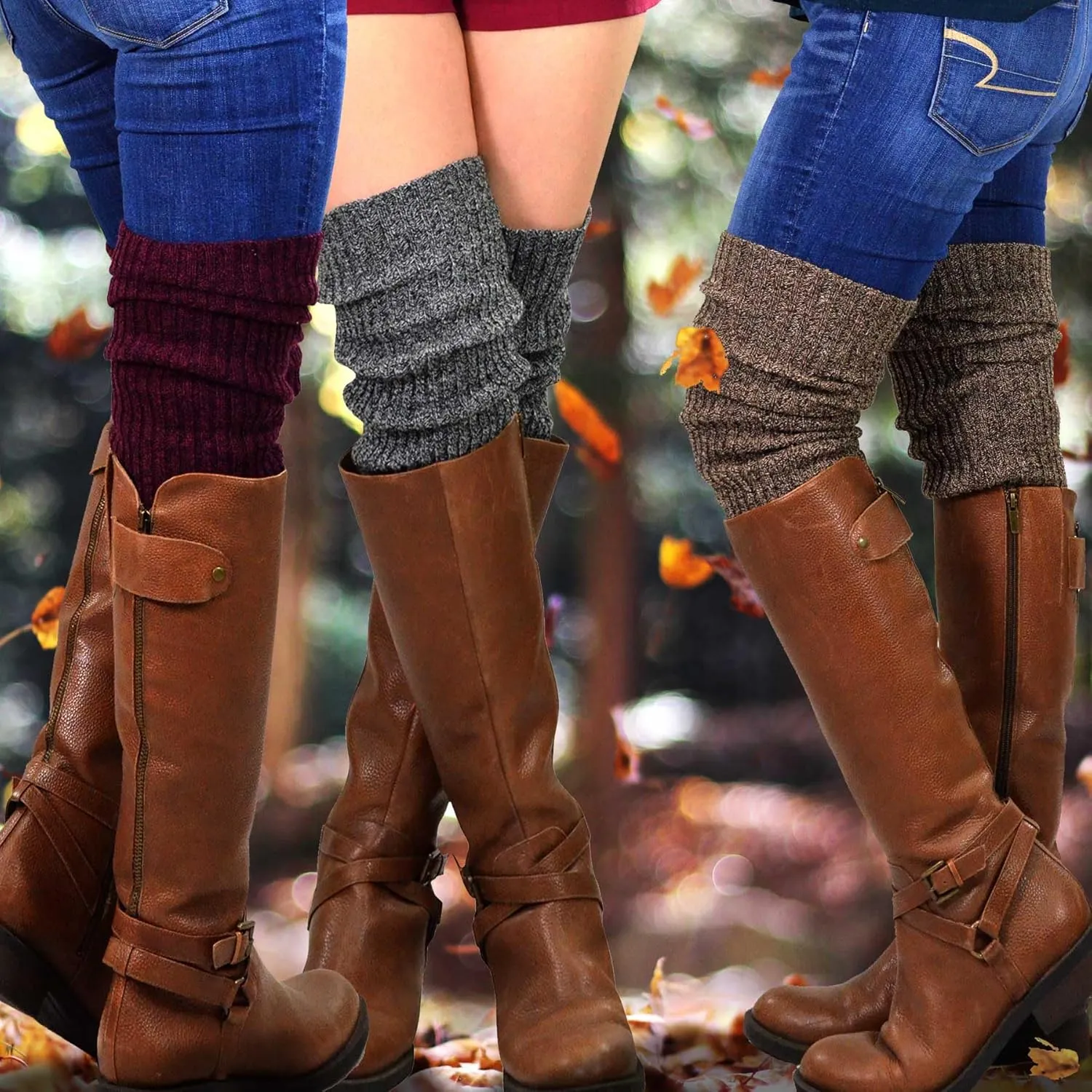 TeeHee Knee Leg Warmers, Extra Long Thigh High Leg Warmers, Boot Cuffs for Women Multipairs Gift for Her