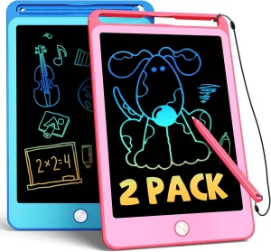 TEKFUN 2 Pack LCD Writing Tablet for Kids, 8.5 Inch Blue Pink Doodle Board Drawing Board Drawing Tablet with Lanyard, Educational Kids Easter Toddler Toys Birthday Gift for Boys Girls 3-12 Years Old