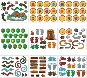 Teling 159 Pcs Alphabet Sensory Path Adhesive Sensory Path Decals for Floor and Wall Floor Decals for School Hallways (Jungle)
