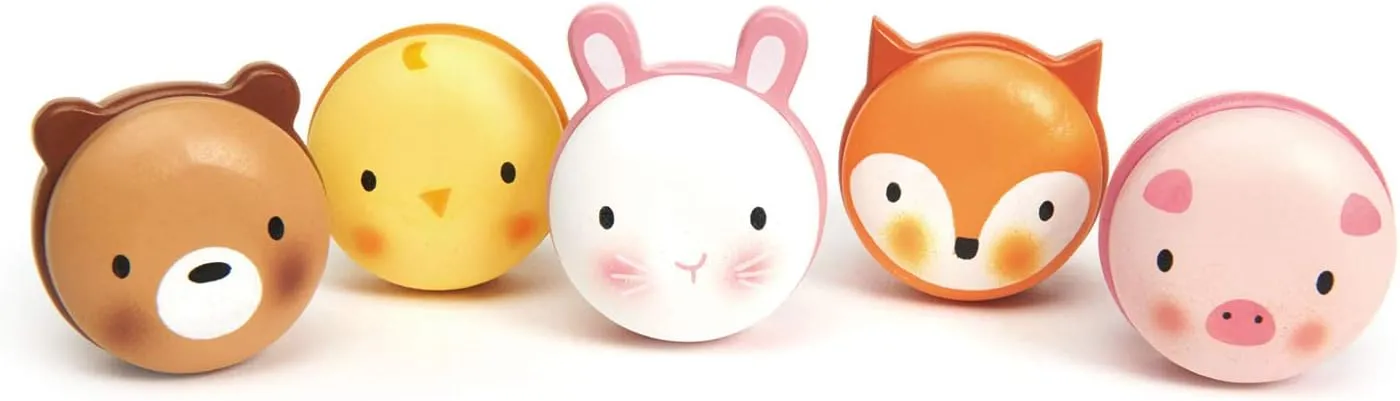 Tender Leaf Toys - Animal Macarons - 5 Wooden Animal Themed Macarons for Tea Party, Small Toys for Goodie Bags - Creative and Imaginative Fun Play Food for Kids - Age 24M 