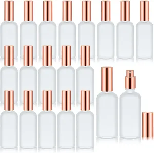 Tessco for you 20 Pieces Glass Spray Bottles Empty Perfume Atomizer Refillable Mister Reusable Small Clear Fine Mist Pump for Travel Body(Rose Gold,3.4 oz)