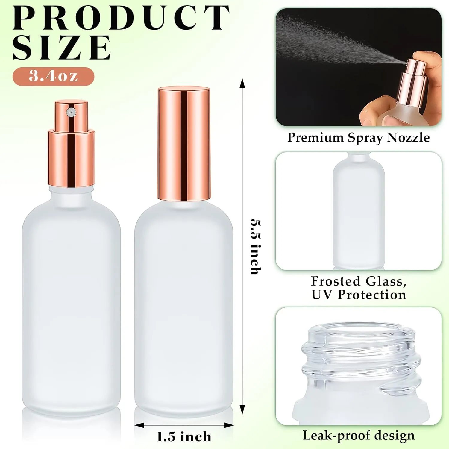 Tessco for you 20 Pieces Glass Spray Bottles Empty Perfume Atomizer Refillable Mister Reusable Small Clear Fine Mist Pump for Travel Body(Rose Gold,3.4 oz)