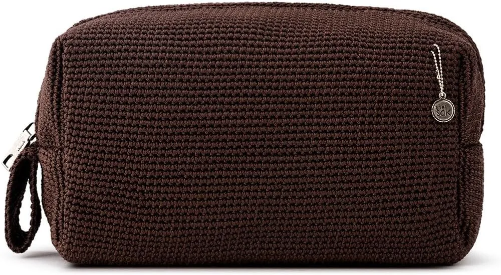 The Sak Essential Travel Kit in Hand-Crochet, Dopp Kit for Men & Women, Brown