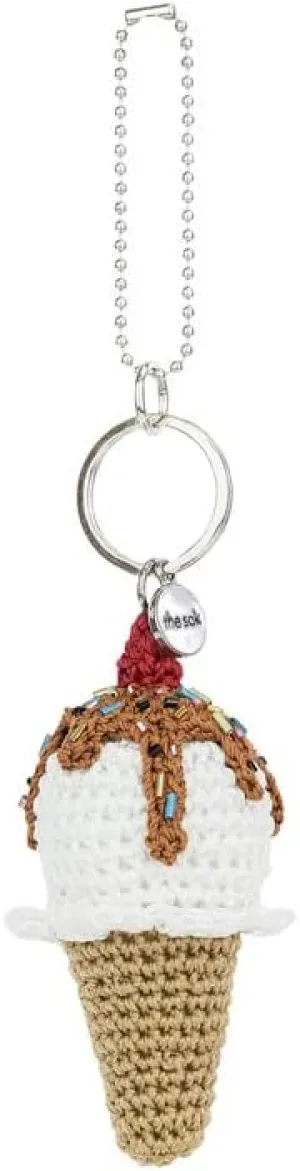 The Sak Rainbow Dangle Keychain in Crochet, Vanilla,