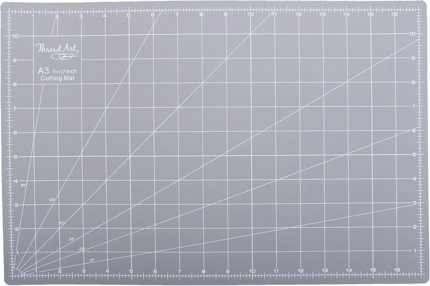 ThreadArt 17"x11" Self Healing Cutting Mat, Durable Rotary Cutting Mat Double Sided Gridded 5-Ply A3 Cutting Board for Quilting, Sewing, Craft Hobby Project, Pink/Grey