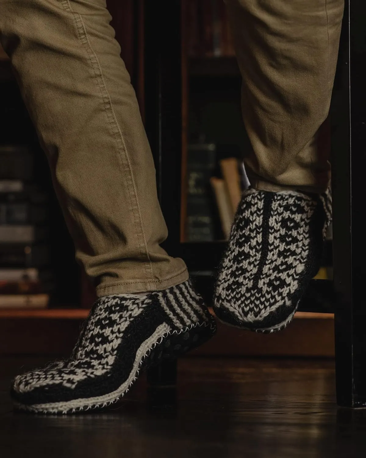 Tibetan Socks Hand Knit Wool Fleece Lined Bootie Slippers