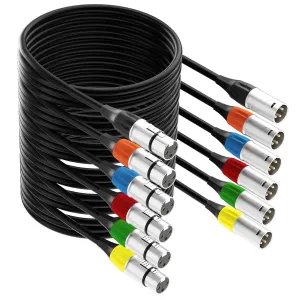 Tisino XLR to XLR Microphone Cable, 6-Pack Multi-Colored XLR Male to Female Mic Cable with 3-Pin XLR Connector Balanced XLR Cable for Recording Studio, Podcast, Mic Mixer, Amplifier - 1m/3.3ft