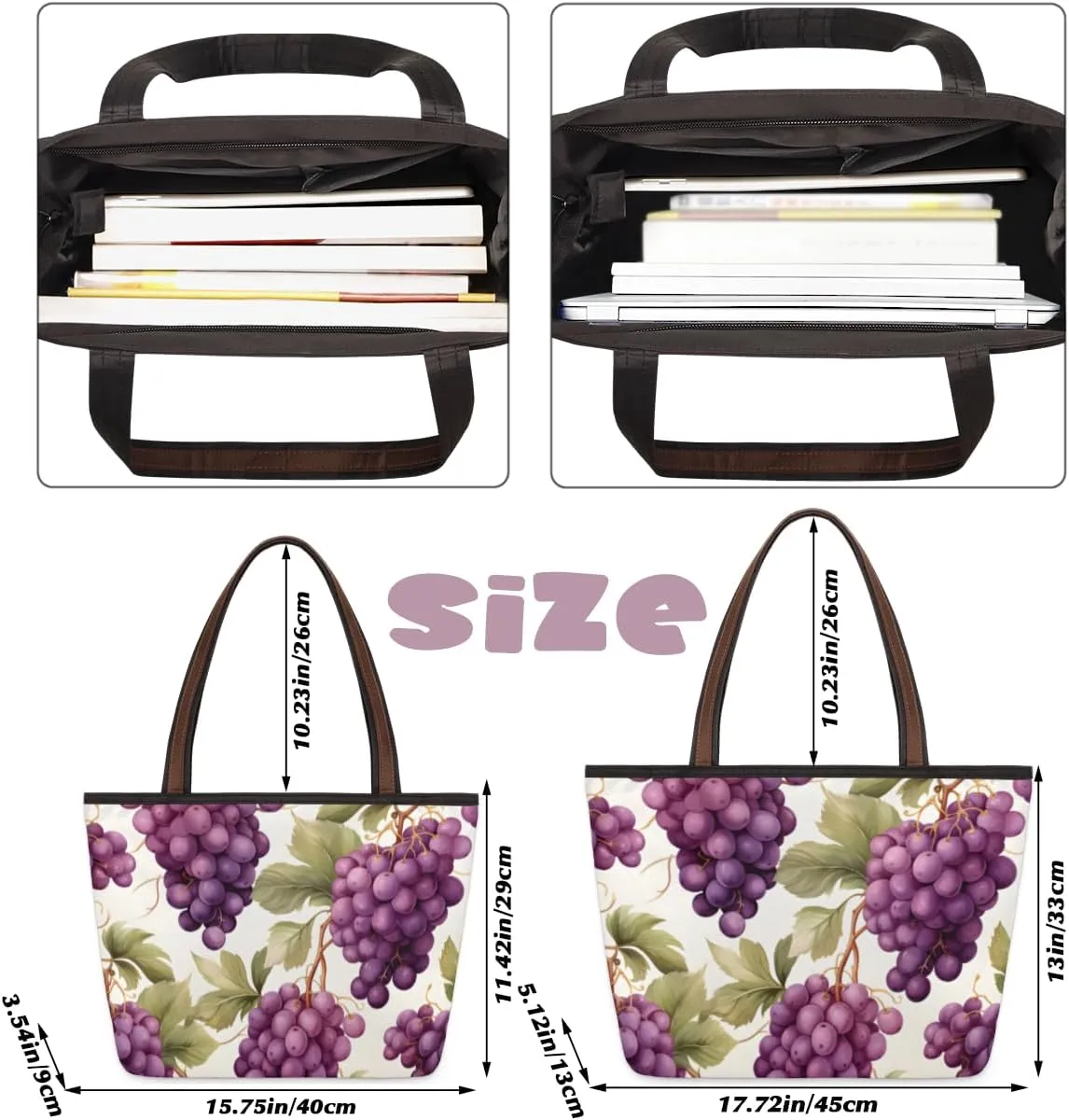 Tote Bag for Women with Zipper Large Capacity Top Handle Casual Shoulder Bag Handbag Reusable Shopping