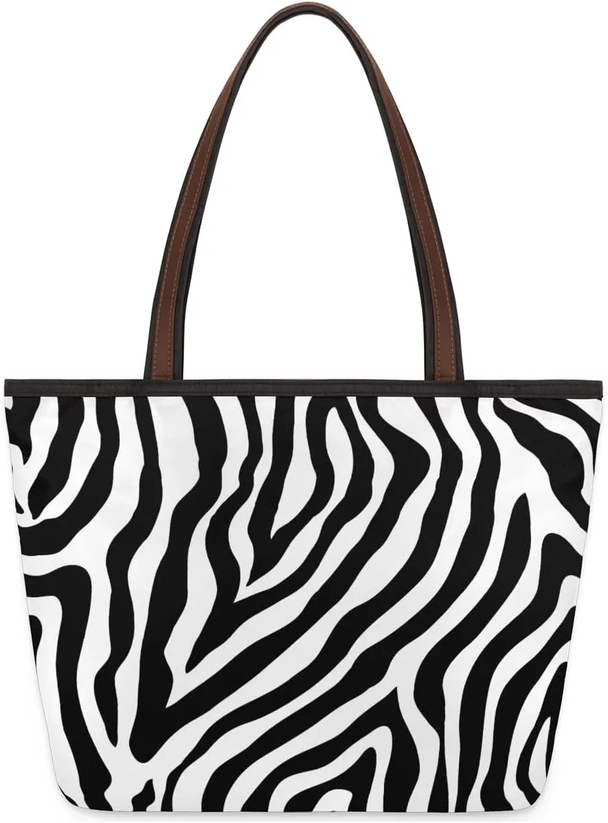 Tote Bag for Women with Zipper Large Capacity Top Handle Casual Shoulder Bag Handbag Reusable Shopping