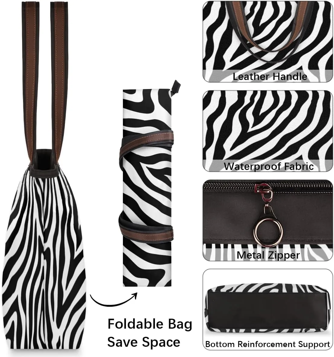 Tote Bag for Women with Zipper Large Capacity Top Handle Casual Shoulder Bag Handbag Reusable Shopping
