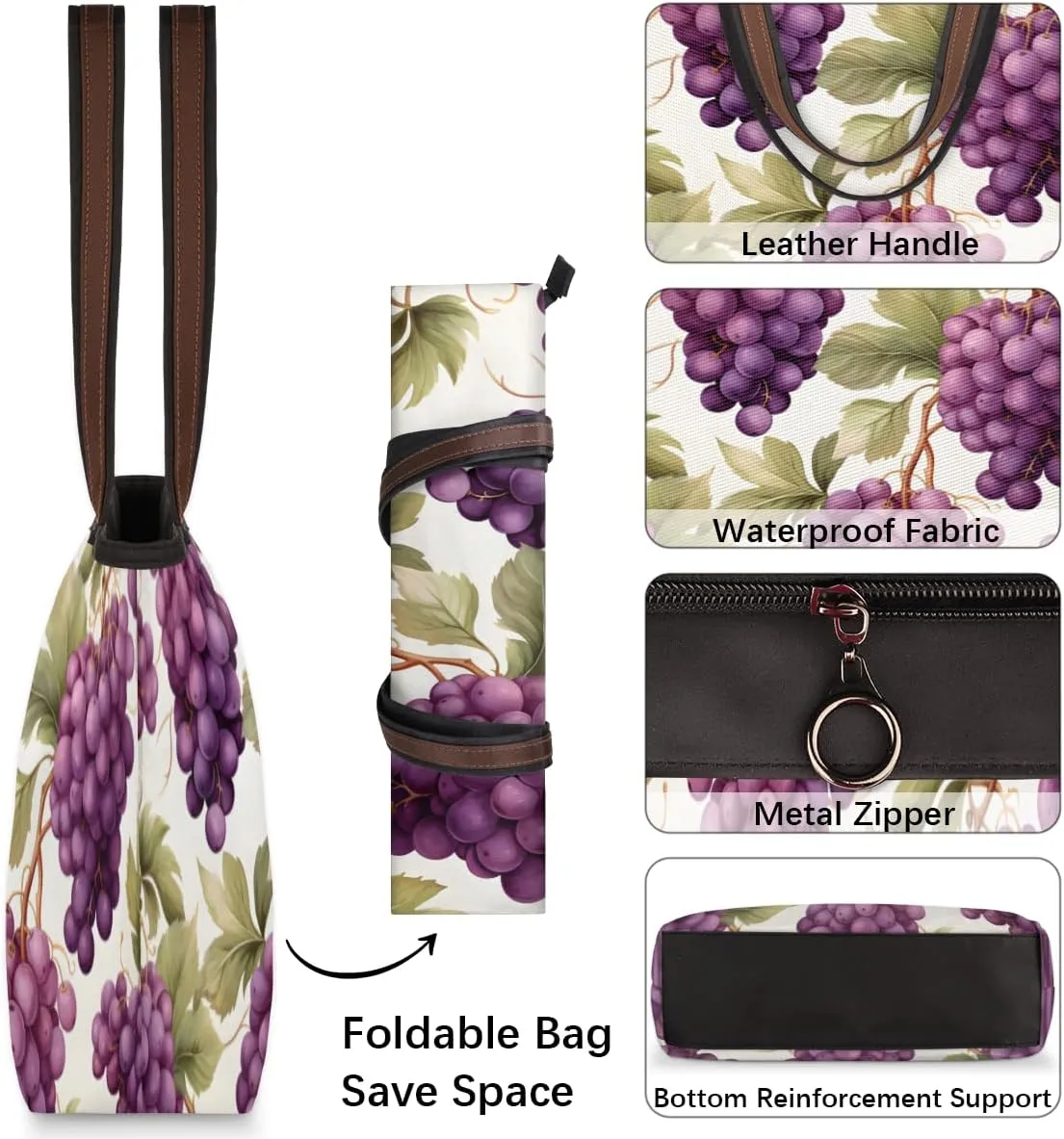 Tote Bag for Women with Zipper Large Capacity Top Handle Casual Shoulder Bag Handbag Reusable Shopping