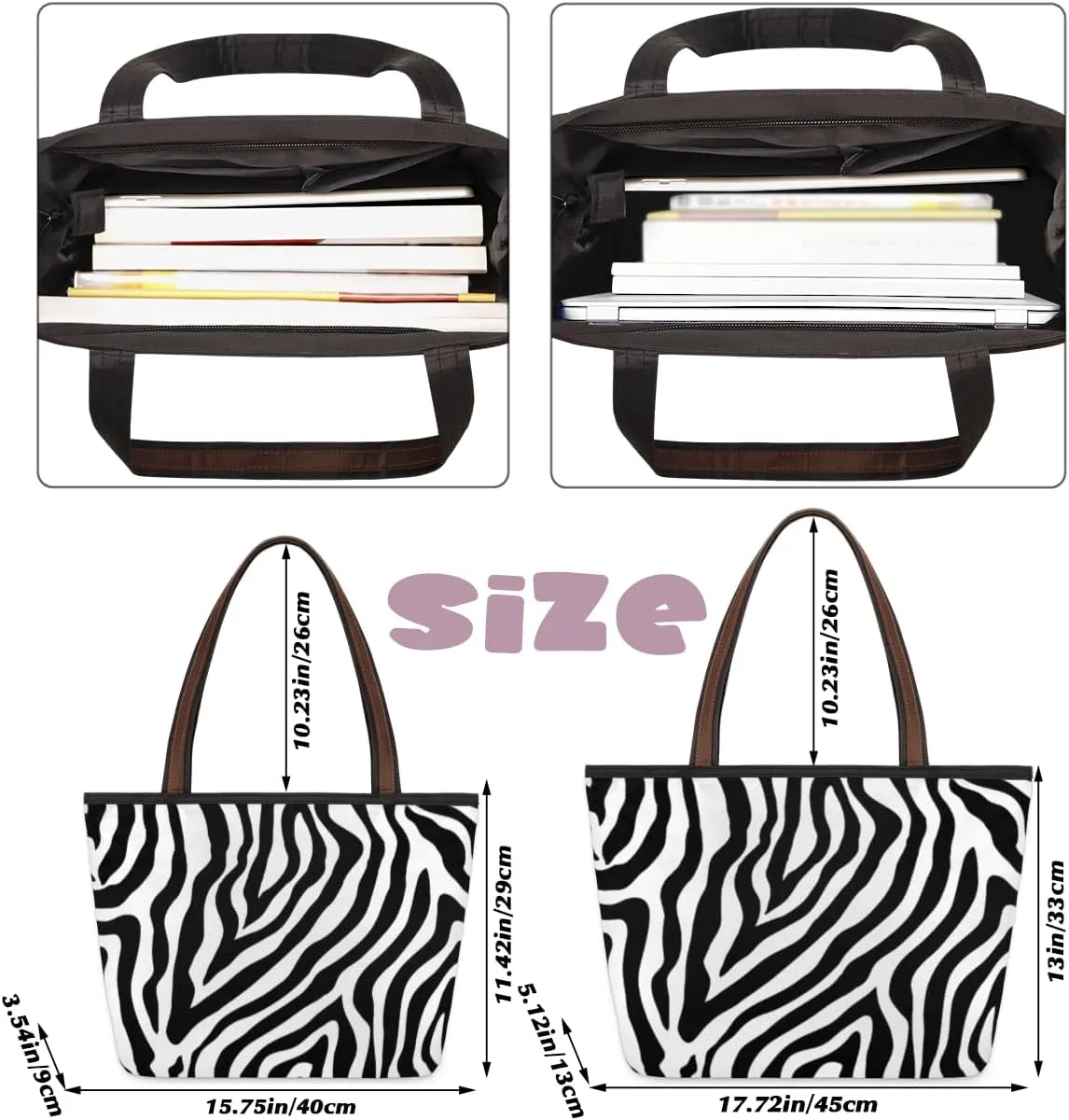 Tote Bag for Women with Zipper Large Capacity Top Handle Casual Shoulder Bag Handbag Reusable Shopping