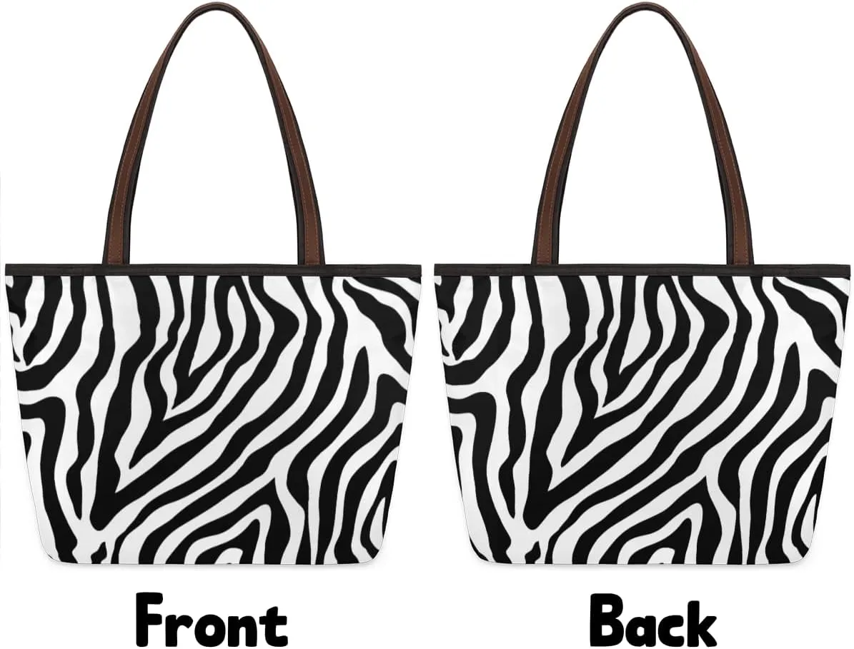 Tote Bag for Women with Zipper Large Capacity Top Handle Casual Shoulder Bag Handbag Reusable Shopping