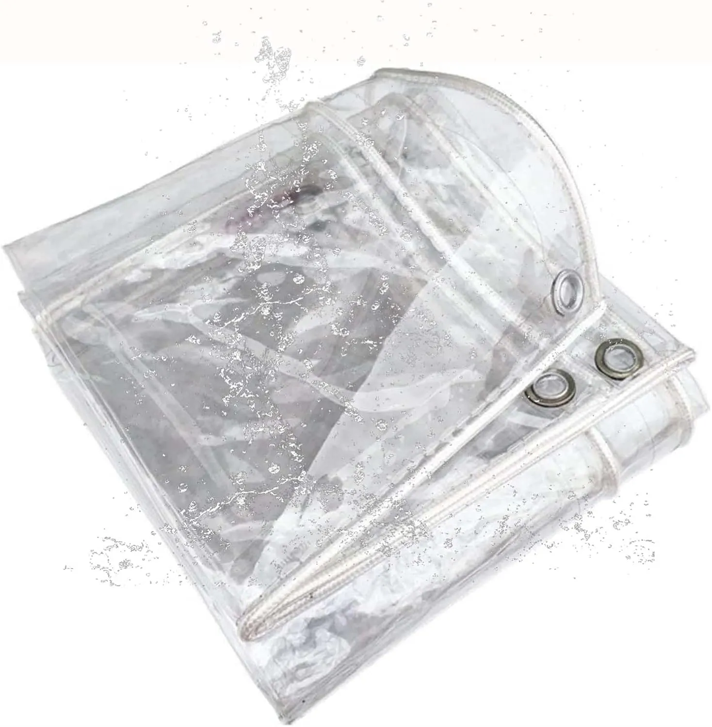 Transparent Heavy Duty Waterproof Tarp 4.9x4.9ft, Clear Tarpaulin, Tarpaulin Waterproof Cover, Clear PVC Cover with Grommets, for Garden & Outdoor