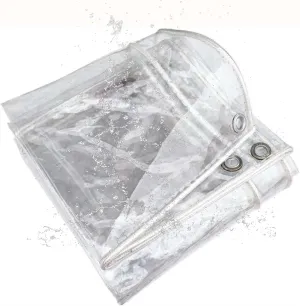 Transparent Heavy Duty Waterproof Tarp 4.9x4.9ft, Clear Tarpaulin, Tarpaulin Waterproof Cover, Clear PVC Cover with Grommets, for Garden & Outdoor