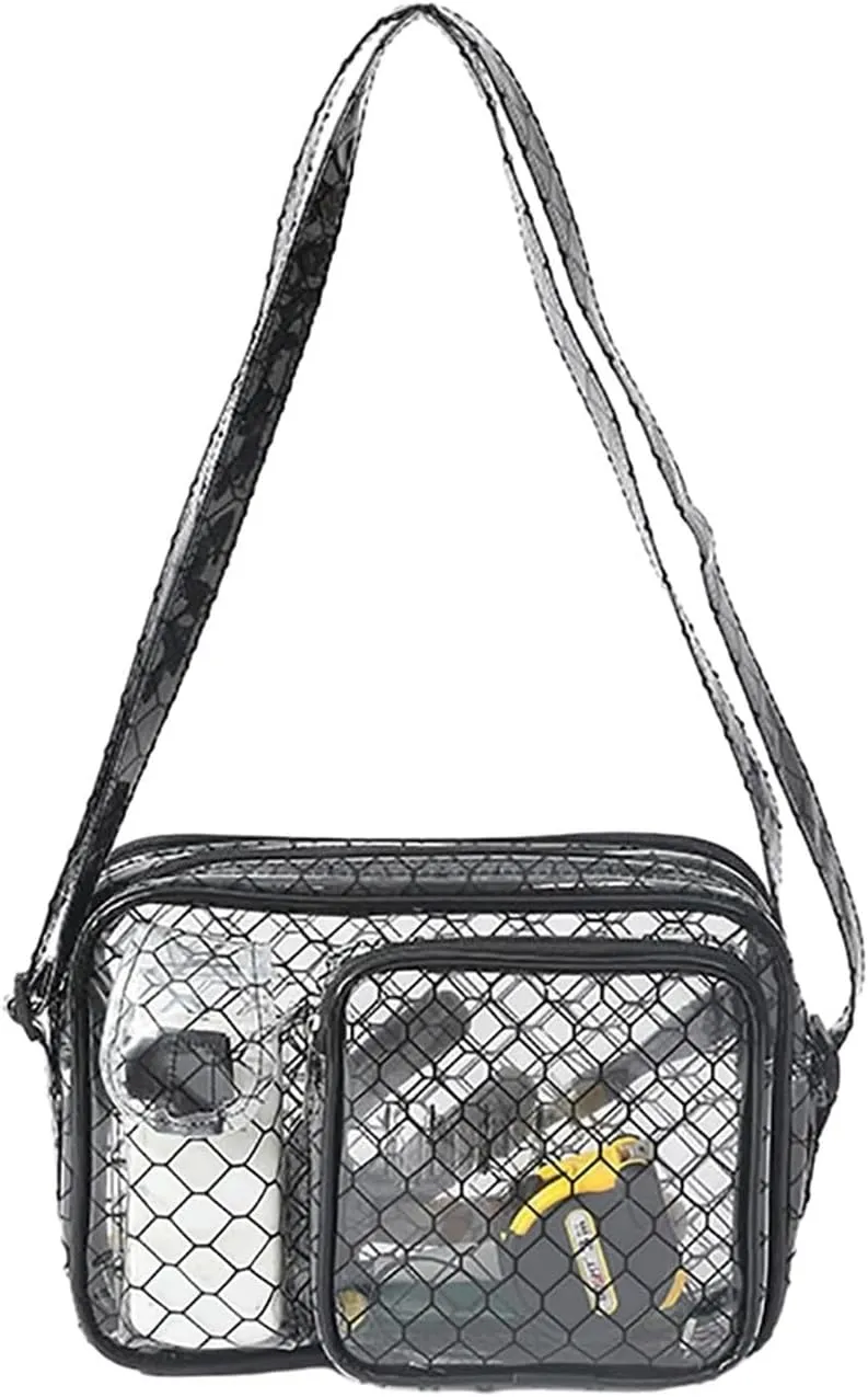 Transparent PVC Engineer Shoulder Bag for Semiconductor Cleanrooms, Large Capacity, Adjustable Buckle, Unisex, 26x13x19cm