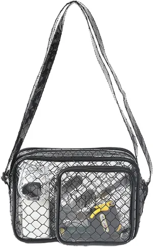 Transparent PVC Engineer Shoulder Bag for Semiconductor Cleanrooms, Large Capacity, Adjustable Buckle, Unisex, 26x13x19cm