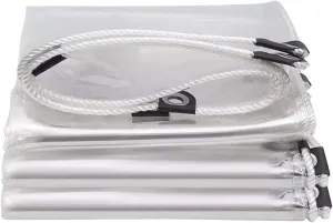 Transparent Waterproof Tarpaulin 2.6x6.6ft, Tarp Plastic PVC Clear, Heavy Duty Waterproof Clear Tarp with Grommets, for Outdoor/Camping/Garden