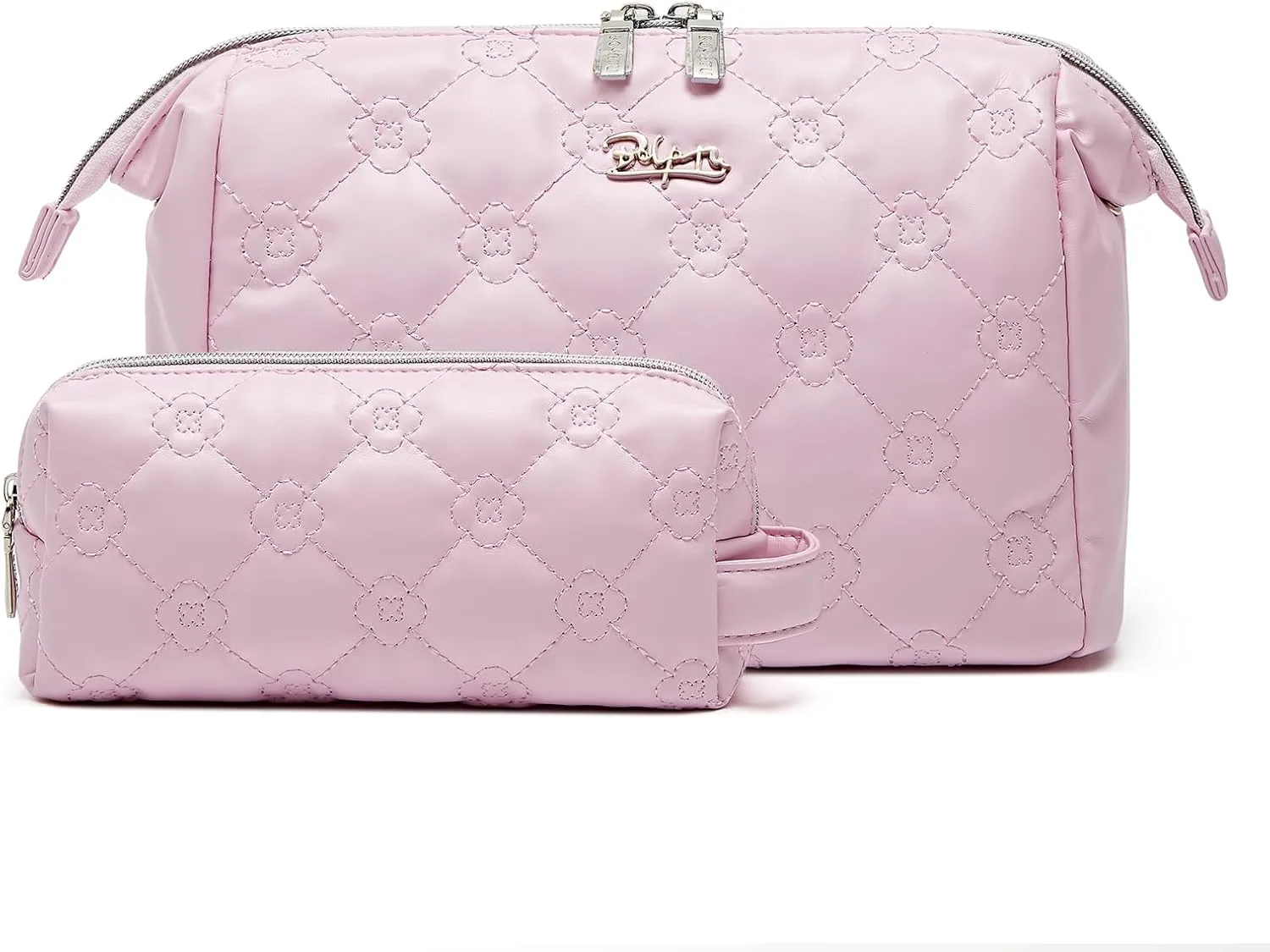 Travel Makeup Bag Cosmetic Organizer: Small Make up Bag for Purse - Preppy Skincare Bags for Women - Cute Zipper Pouch Waterproof Toiletry Bags - Gifts for Girls Friends Teachers (Pink)